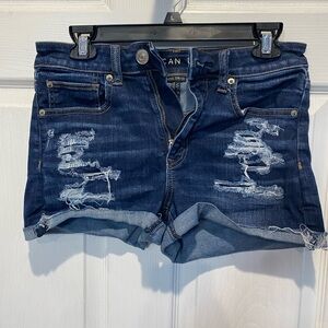 American Eagle, Blue Distressed Women Shorts